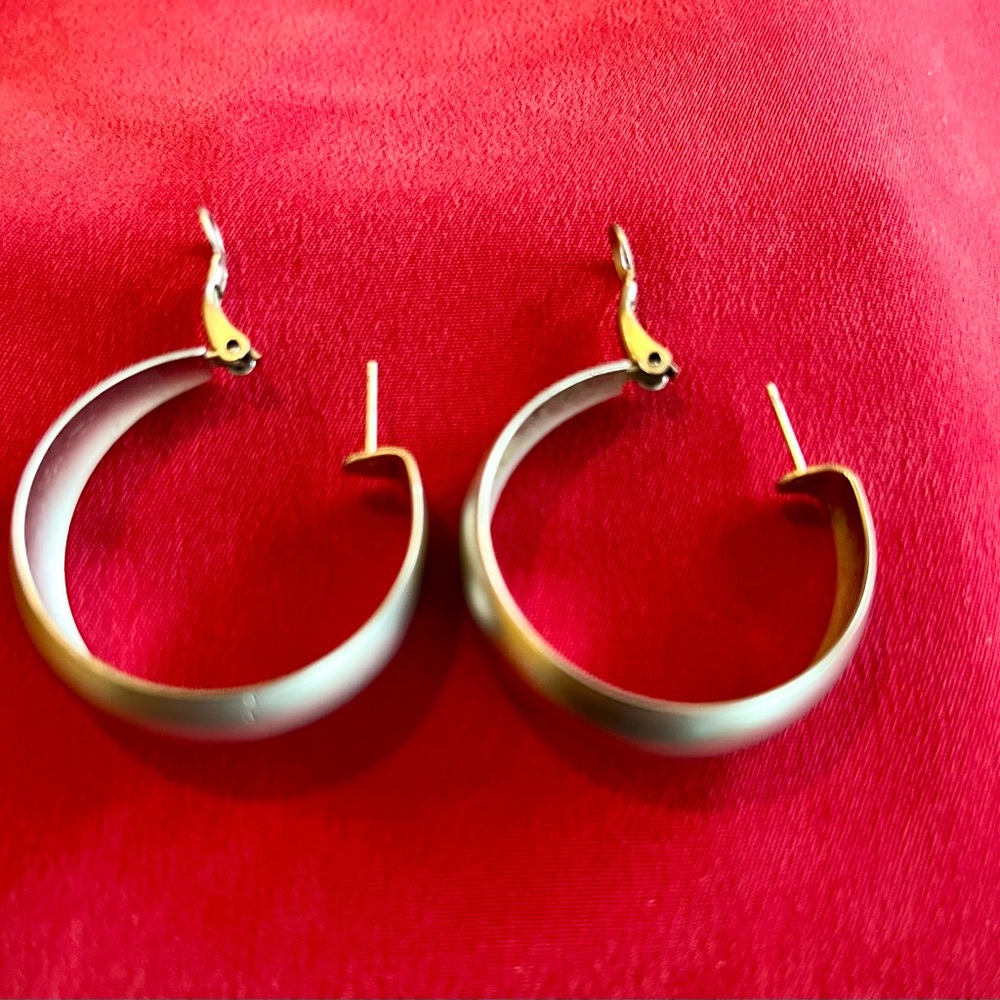Matt Finished, Silver Plated Hoop Earrings - Picture 7 of 16